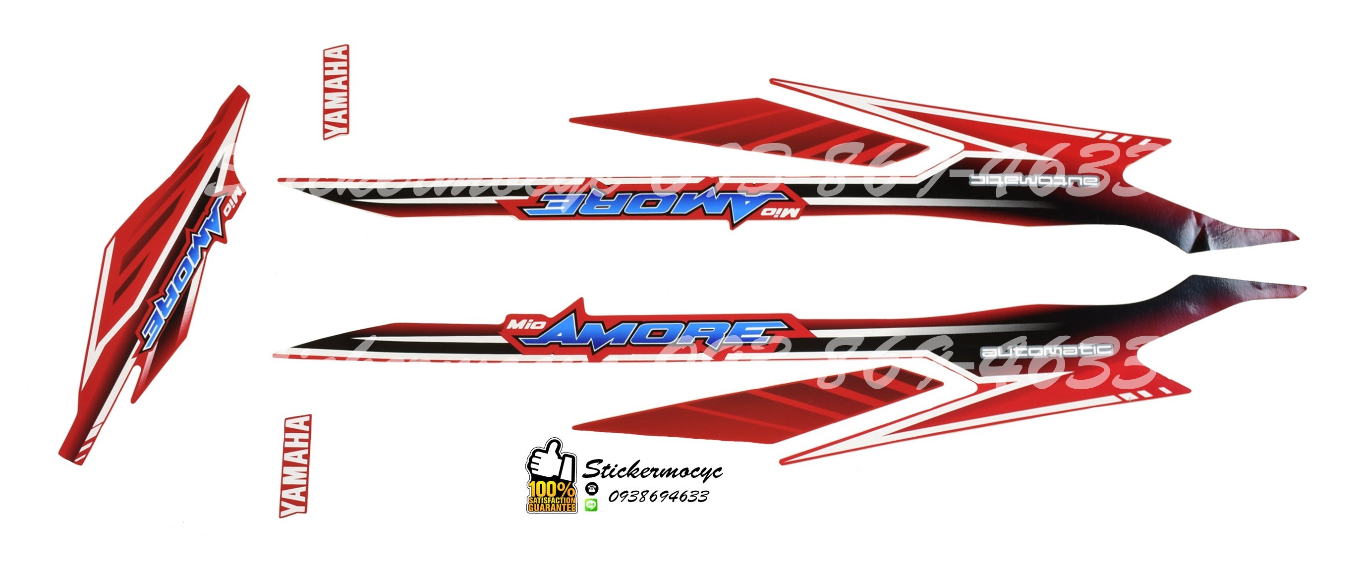 Sticker YAMAHA MIO Amore ปี 2009 รุ่น 17 ติดรถสี แดง (เคลือบเงา) สติ๊กเกอร์ 3M แท้ สติ๊กเกอร์ติดมอไซค์ ยามาฮ่า มีโอ