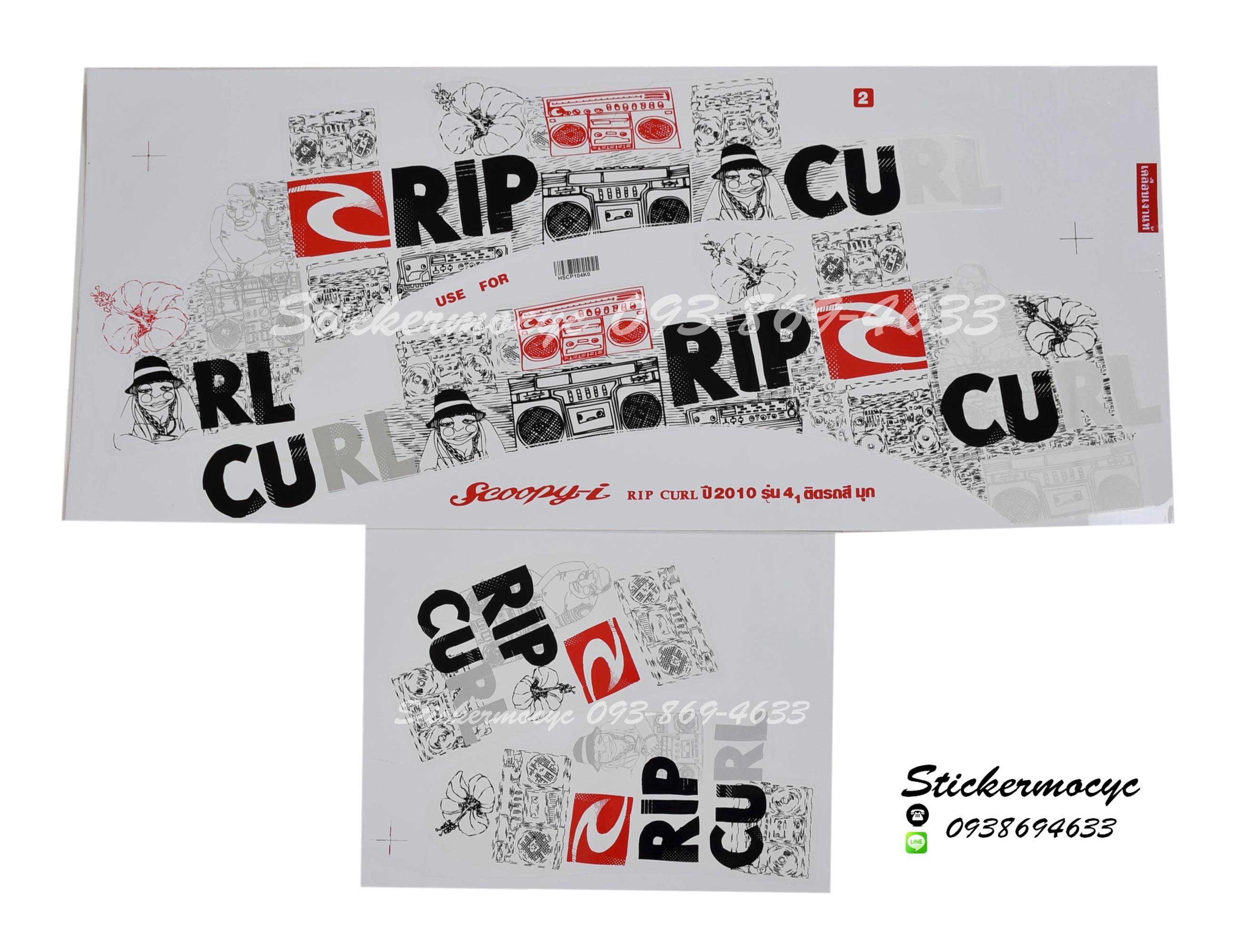Sticker HONDA SCOOPY I ปี2010 รุ่น 4 Rip Curl ติดรถสีมุก(เคลือบเงาแท้) สติ๊กเกอร์ ติดรถมอเตอร์ไซค์ ฮอนด้า สกู๊ปปี้ ไอ