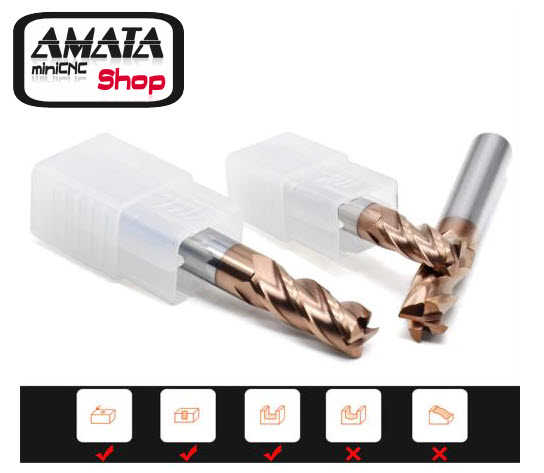 Endmill 6.0 mm. 4 ฟัน Carbide Coating Tungsten HRC65 (6x6x22Cx75L)