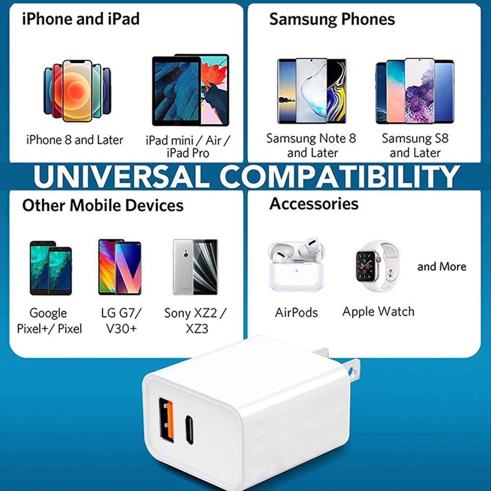 OKER U-242 SMART 20W FAST CHARGER+ USB3.0+PD+CABLE TYPE-C 1M. MB-IP-CH-UC242