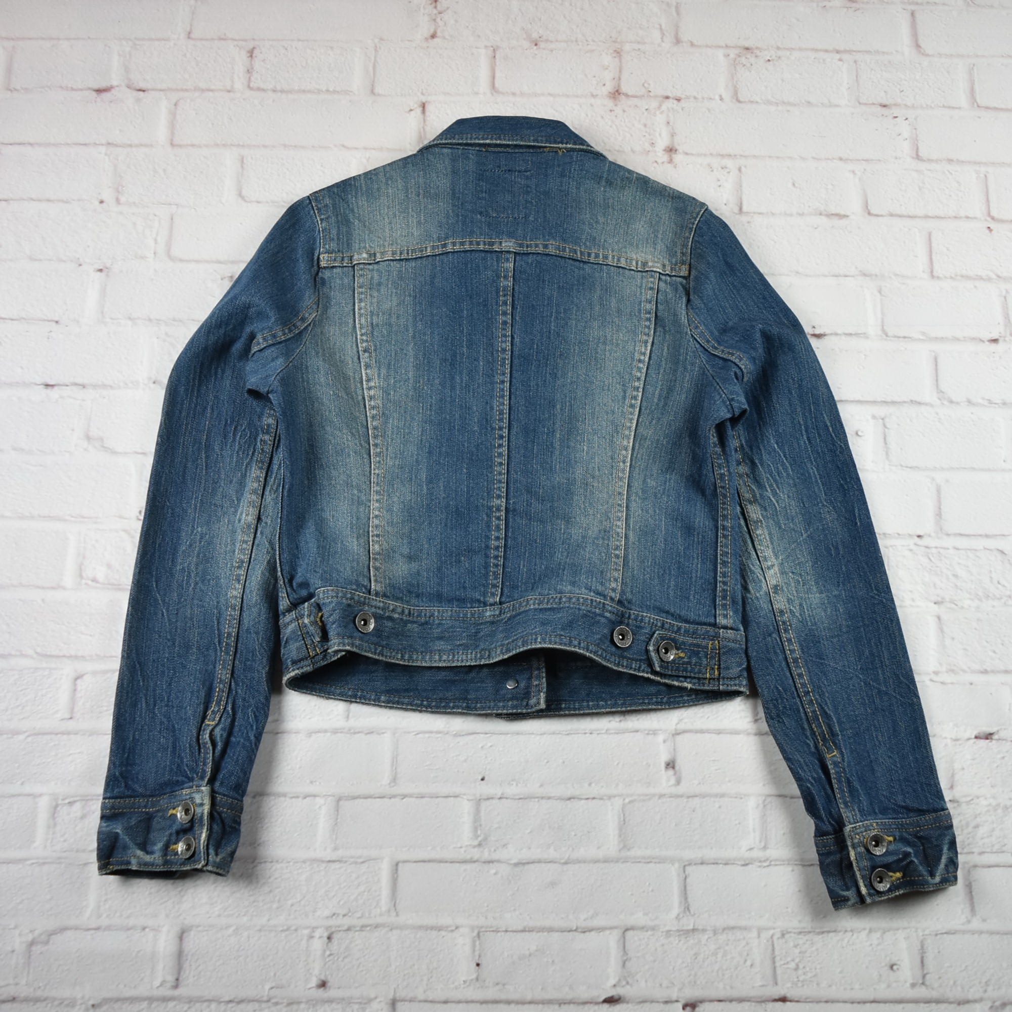 S byP$D อกจริง 33 ไซส์ XS เสื้อแจ็คเก็ตยีนส์ แขนยาว ผู้หญิง ทรงสวยใส่สบาย มีกระเป๋าข้าง