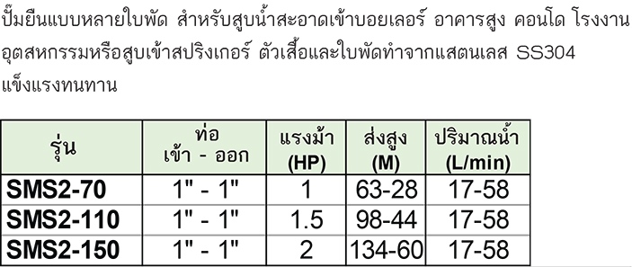 Stream ปั๊มยืนแบบหลายใบพัด รุ่น SMS2-150