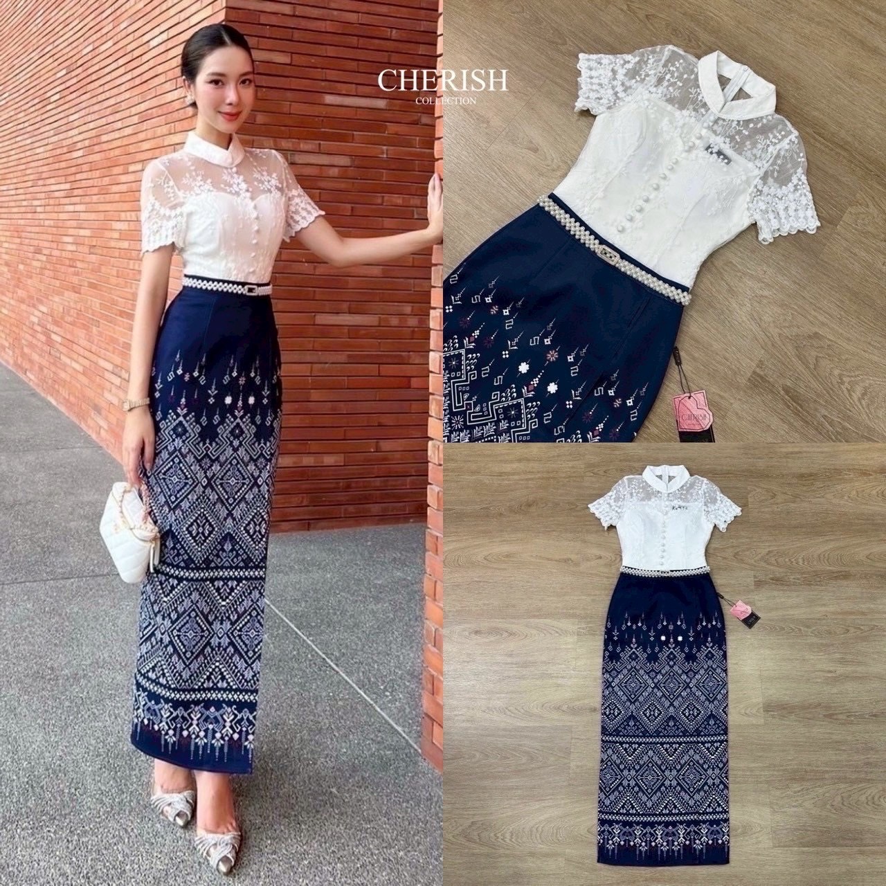 เซ็ทชุดไทย ชุดงานบุญ 3 ชิ้น เสื้อลูกไม้แต่งกระดุมมีซับในอย่างดี ใส่คู่ผ้าถุงสำเร็จเนื้อผ้าใส่สบาย จัดเข็มขัดมุกมาให้ครบเซ็ท สาวๆสายบุญ หรือจะใส่เป็นธีมชุดเพื่อนเจ้าสาวก็เหมาะ ใส่ได้ทุกเทศกาล ไม่ว่าจะออกงานไหน ก็สวยยืนหนึ่งค่ะ🩷