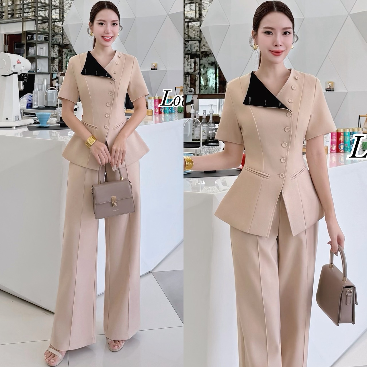 Teg : Lover’s Shop Detail : Set เสื้อ+กางเกง เป็นเซ็ตที่ดีไซน์เก๋ เรียบหรูดูดี ดีเทลเสื้อทรงแขนสั้น (ช่วงปกพับหรือจะติดกระดุมก็ได้ค่ะ) กระดุมหน้า กระเป๋าเสื้อเป็นงานตกแต่งนะคะใช้งานไม่ได้ ตัวเสื้อมีซับในอย่างดีค่ะ แม็ทกับกางเกงขายาวทรงเอวสูง