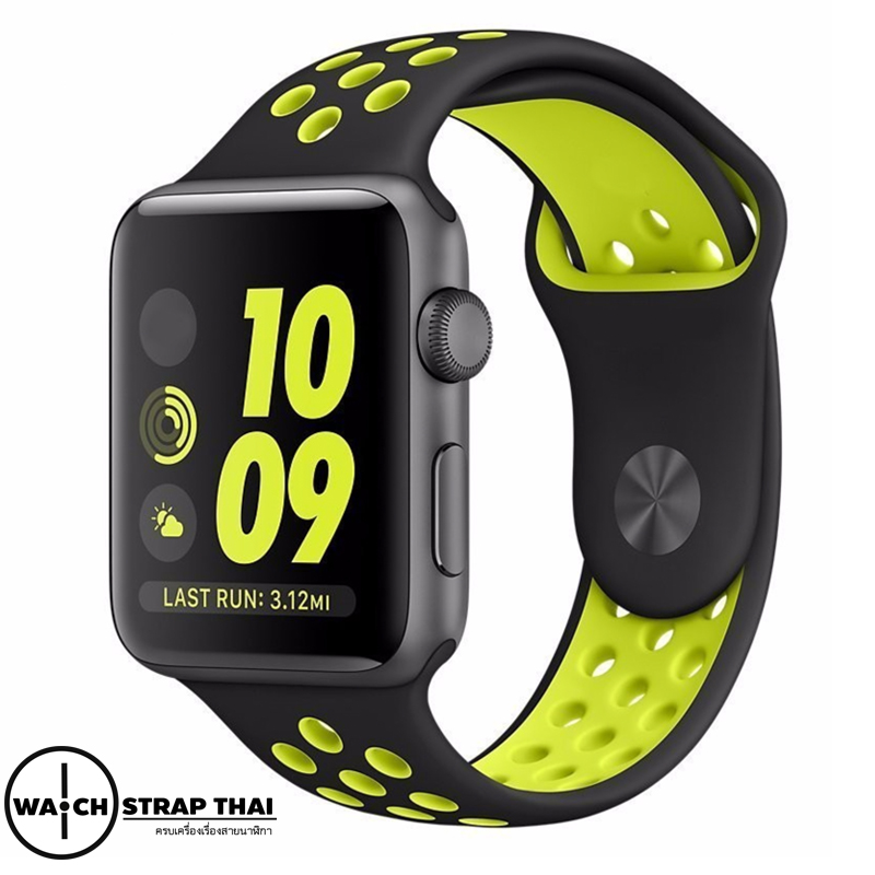 สายนาฬิกา Apple Watch สายนาฬิกายาง01 Apple watch rubber strap Black-Yellow ขนาด 38 mm , 42 mm