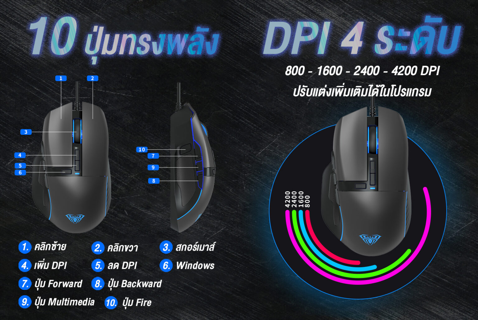 AULA F808 MACRO GAMING MOUSE SKU-03023
