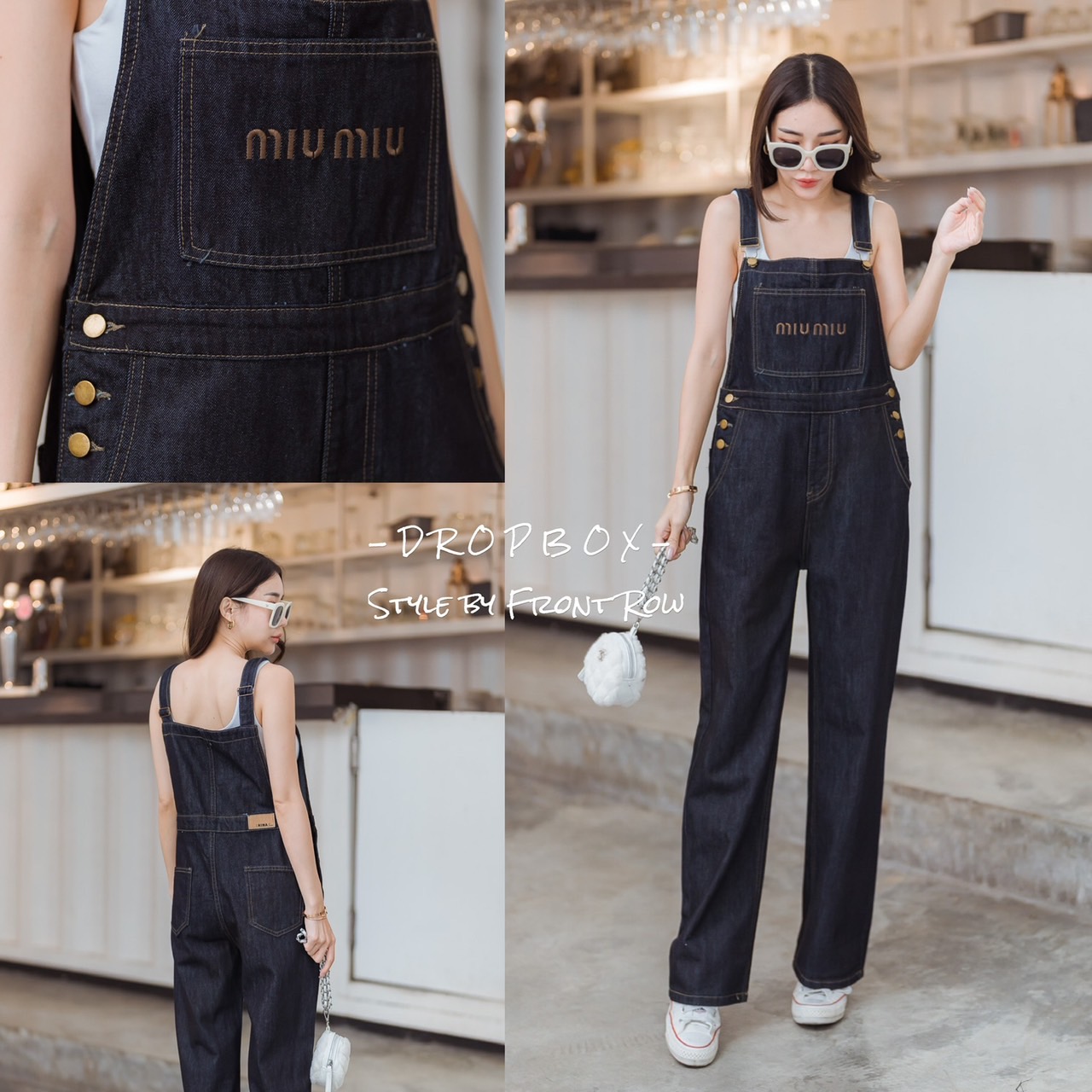 Miu Miu Romper Jean เอี๊ยมยีนส์ทรงโอเว่อร์ไซส์ งานเกาหลีนำเข้า มาพร้อมดีเทล งานปักแน่นๆ เก๋ๆที่หน้าอก บอกเลยคัตติ้งสวย งานเนี๊ยบเว่อร์ ปลายขา เย็บเก็บ ทรงกระบอกเล็ก