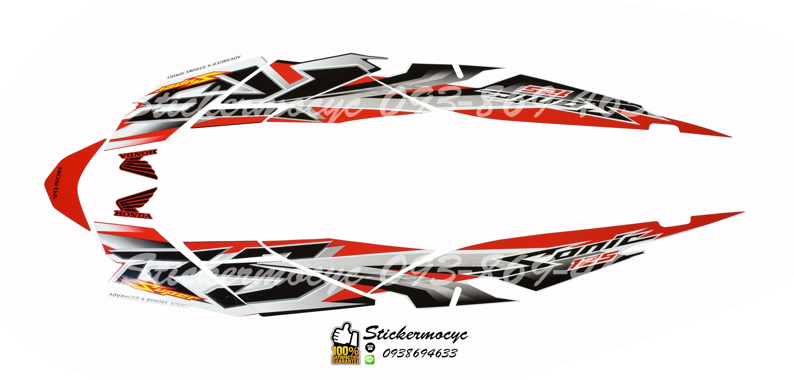 Sticker 3M HONDA SONIC 125 ปี 2007 รุ่น 11-12 ติดรถสี แดง ขาว (เคลือบเงา) สติ๊กเกอร์ 3 M แท้ สติ๊กเกอร์ติดมอไซค์ ฮอนด้า โซนิค