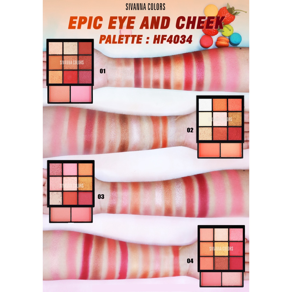 สิวันนา พาเลทแต่งหน้า อายแชโดว์ + บลัชออน พร้อมกระจกในตัว 20g HF4034 Sivanna Colors Epic Eye And Cheek Palette ❤