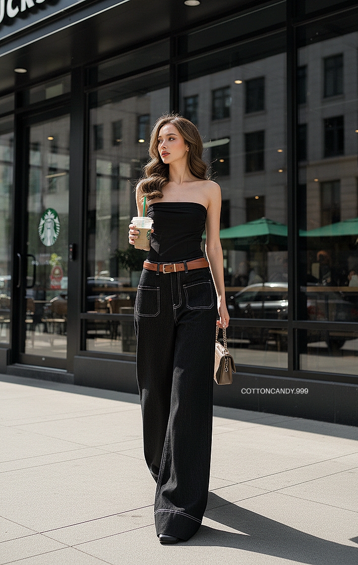 Tag# cottoncandy 🇰🇷100% ยีนส์ขากระบอกใหญ่ทรงสวยมากๆ รุ่นนี้ผ้ายีนส์เกรดพรีเมี่ยมสีมิดไนท์ ผ้าสวยใส่สบายมากๆ ดีเทลตะเข็บคู่สวยไม่ซ้ำใคร รุ่นนี้งานดีเกรดส่งออก บอกเลยใส่สวยจึ้งแน่นอนคร่าาา