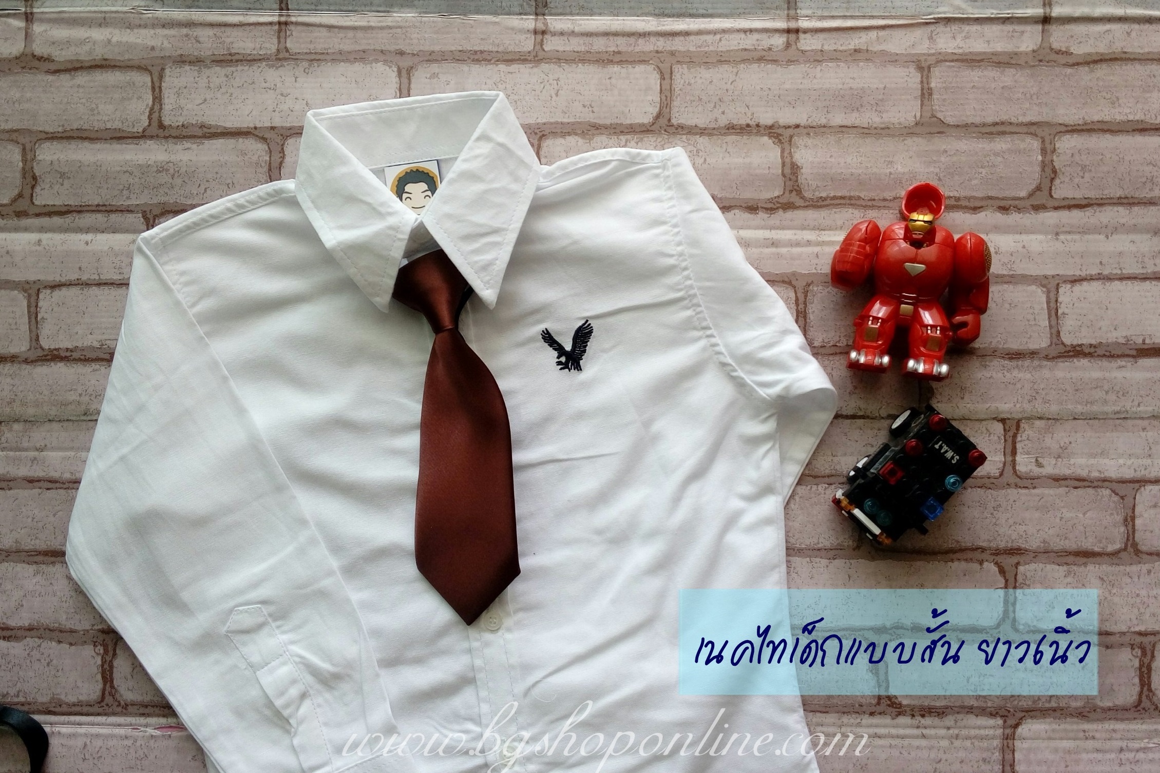 เนคไท AA สีน้ำตาล แบบสั้น ความยาว 6" 6 นิ้ว