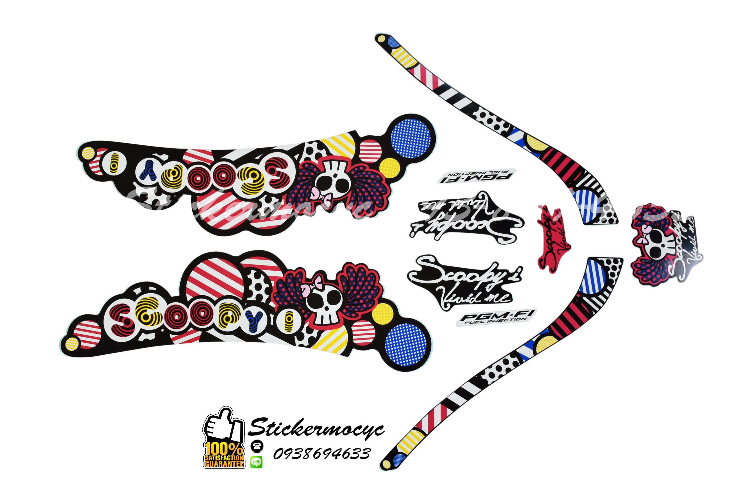 Sticker 3M HONDA Scoopy i ปี 2010 รุ่น 6 Vivie ติดรถสี ดำชมพู สติ๊กเกอร์แท้ 3เอ็ม ติดรถมอเตอร์ไซค์ ฮอนด้า สกู๊ปปี้