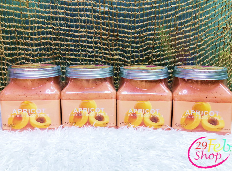 Scentio Apricot Sherbet Body Scrub เซนทิโอ แอปพริคอท เชอร์เบท บอดี้ สครับ 350 ml