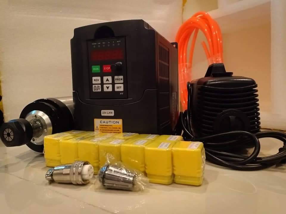 220v/380v 2.2KW Spindle motor, Inverter+ water cooling+ bracket+15 pcs ER20+water pump