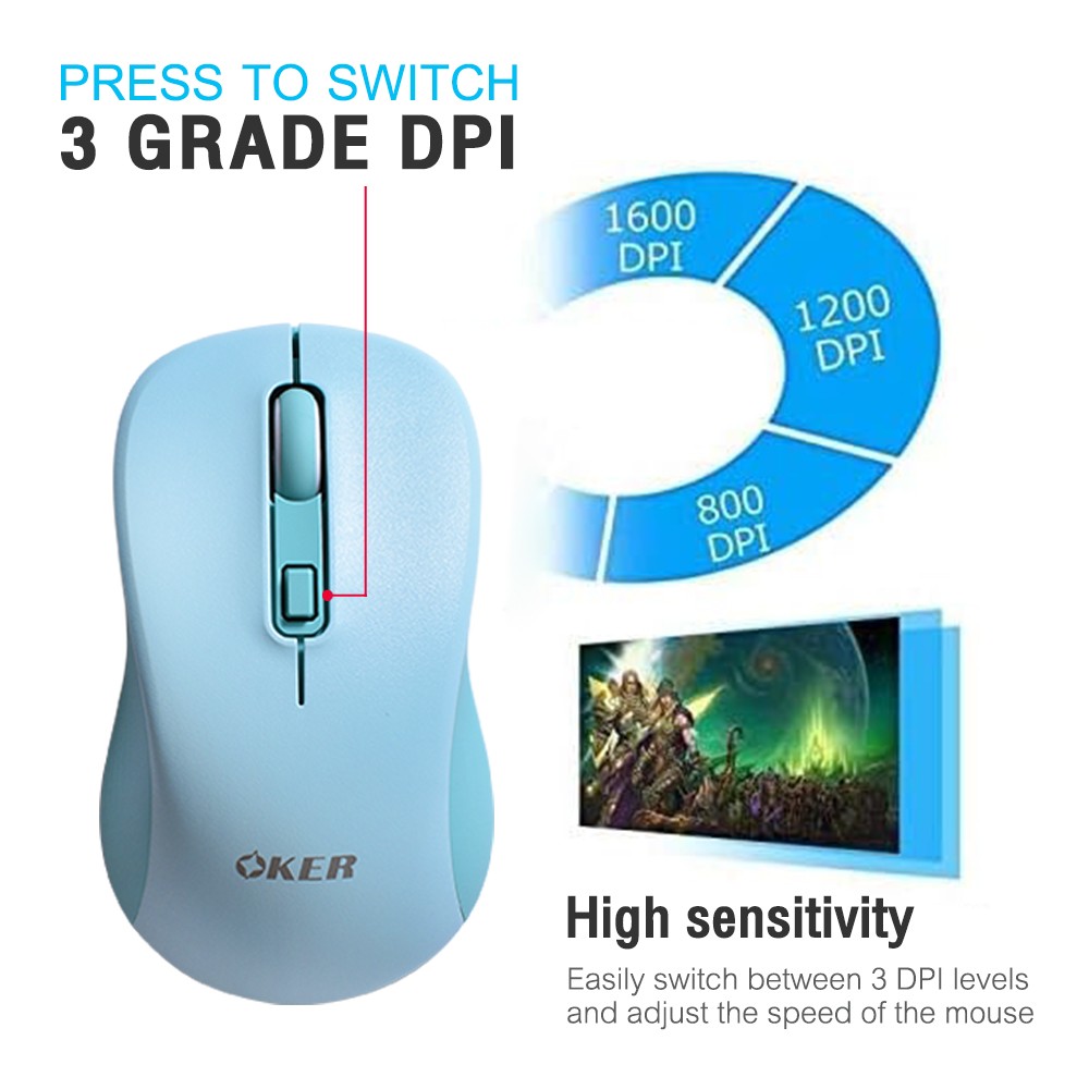 OKER V17 WIRELESS MOUSE BLUETOOTH 1600DPI SKU-02960