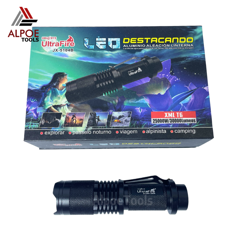 ไฟฉายแรงสูง หลอด T6 พร้อมอุปกรณ์ชาร์จ รุ่น JX-5104B