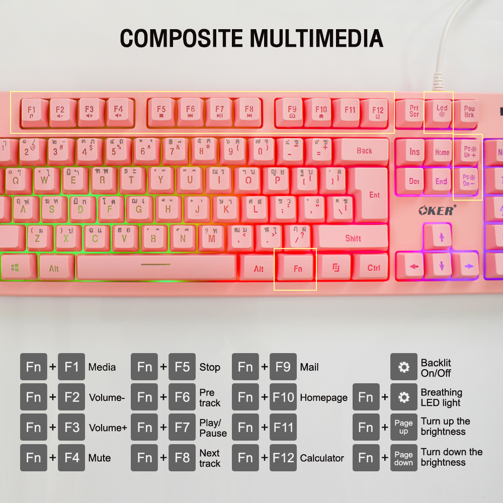 OKER KB-789 OKER GAMING KEYBOARD USB KB-UB-OK-789PK