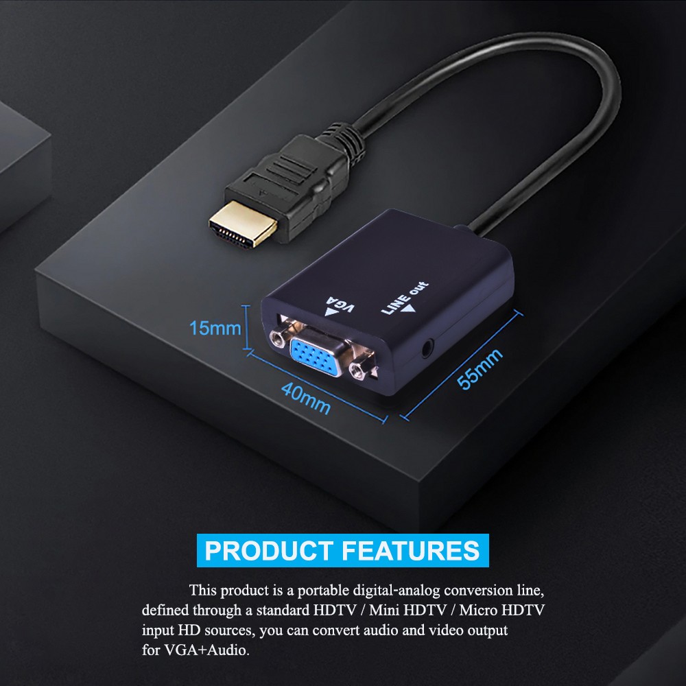 HDV-333 ตัวเเปลง HDMI to VGA Adapter+AUDIO FULL HD CV-GO-XX-HD333