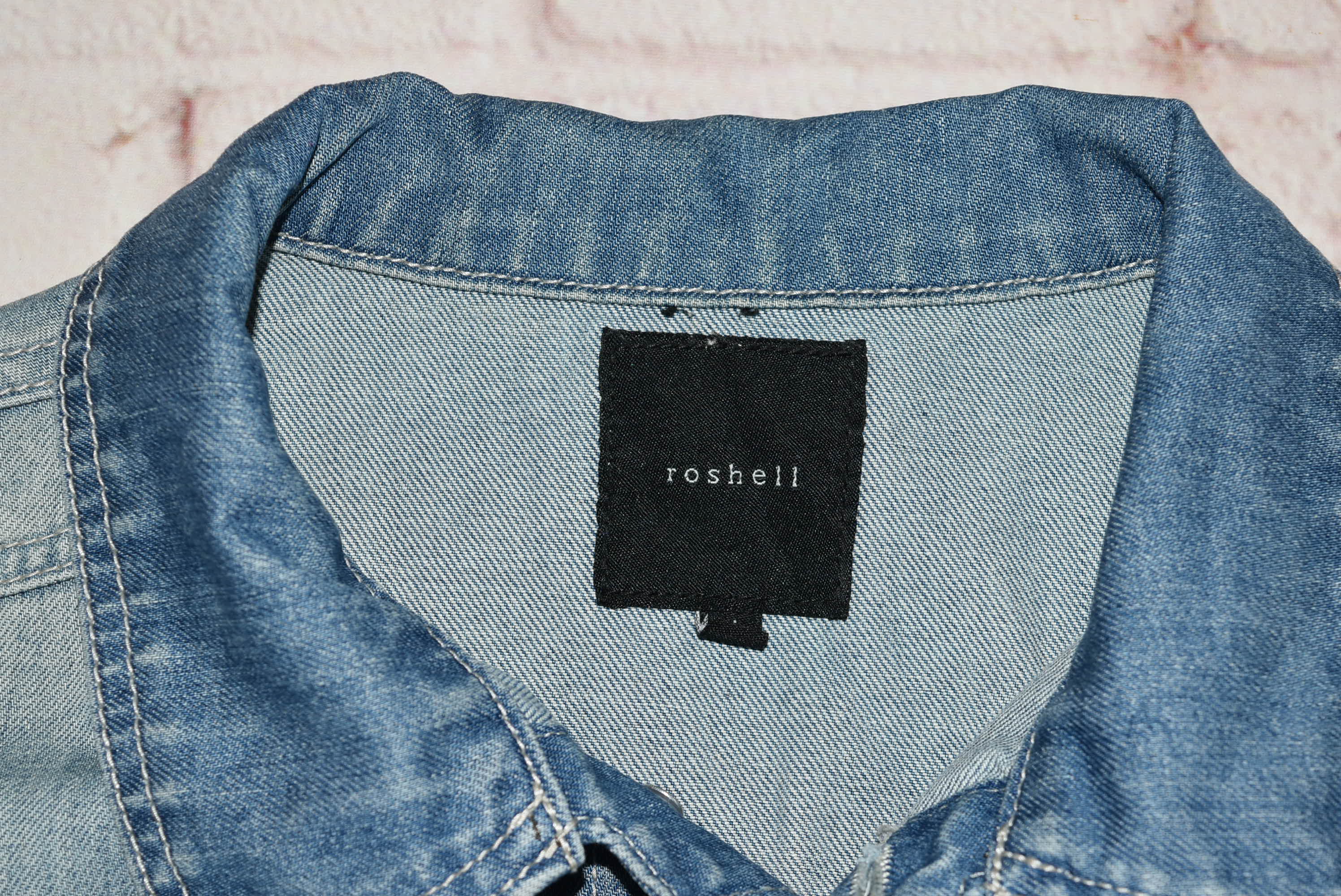 Roshell อกจริง 37 ไซส์ M เสื้อแจ็คเก็ตยีนส์ แขนยาว ผู้หญิง สีฟอกซีด ทรงสวยใส่สบาย มีกระเป๋าข้างเป๋าใน