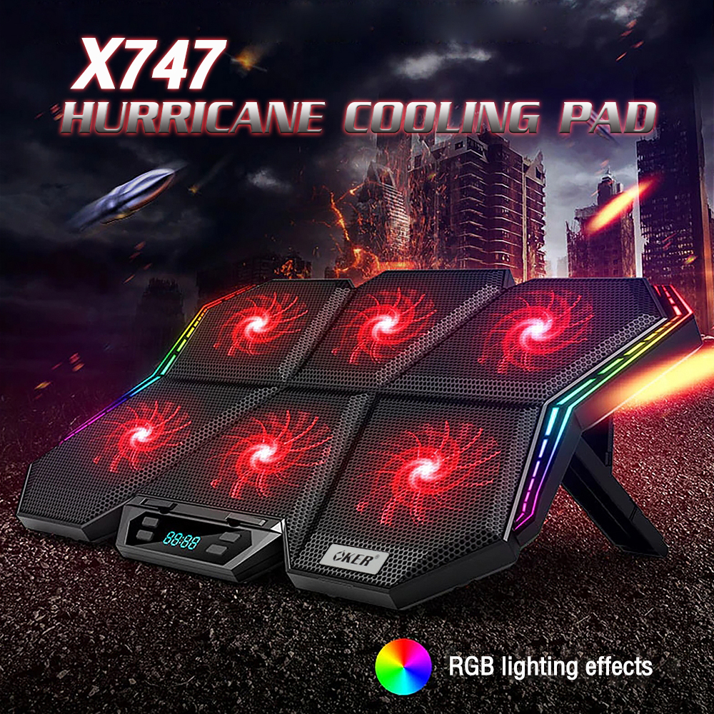 OKER X747 OKER 6FAN HURRICANE COOLING PAD17" FA-OK-NB-X747B