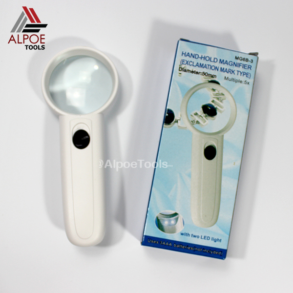 แว่นขยาย แบบด้ามจับ มีไฟ LED ใส่ถ่าน กำลังขยายเยอะ รุ่น MG6B