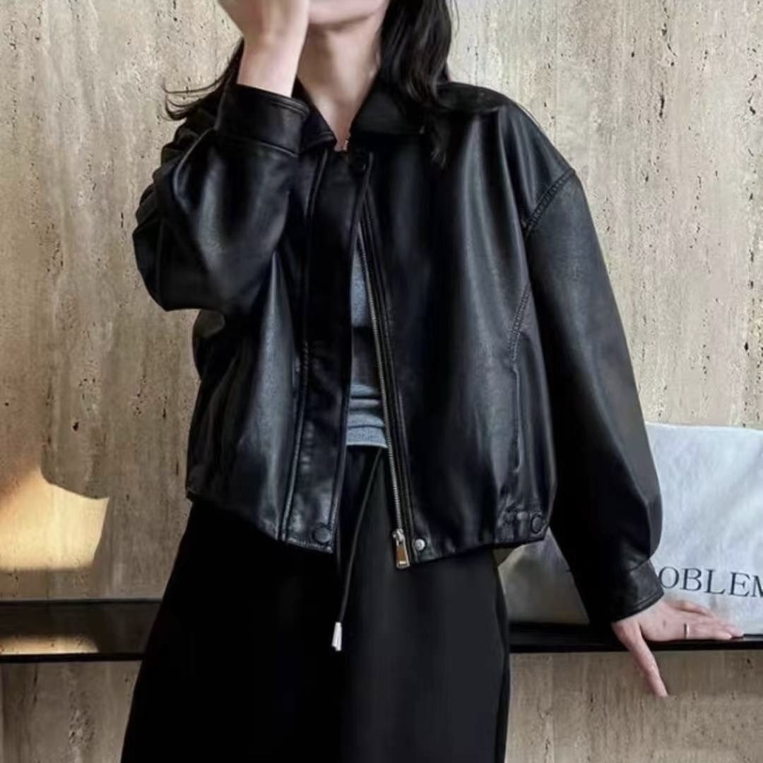 พร้อมส่งค่ะ งานเสื้อJacket หนังลูกวัวนิ่มแต่เอาอยู่ ซิปหน้ากระเป๋าจริงค่ะ