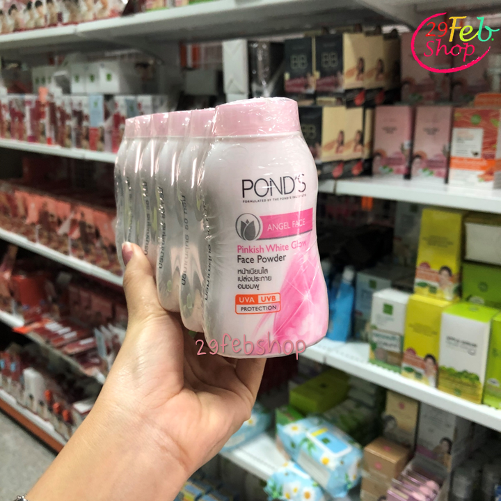 Pond’s Angel Face Pinkish White Glow 50g x 6 ชิ้น แป้งหน้าเนียนใส พอนด์ส