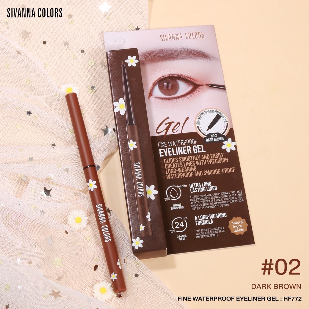 🔥HF772🔥 SIVANNA COLOR FINE WATERPROOF EYELINER GEL #HF772 : ซิวานน่า ไฟน์ วอเตอร์พรูฟ อายไลเนอร์ เจล x 1 ชิ้น