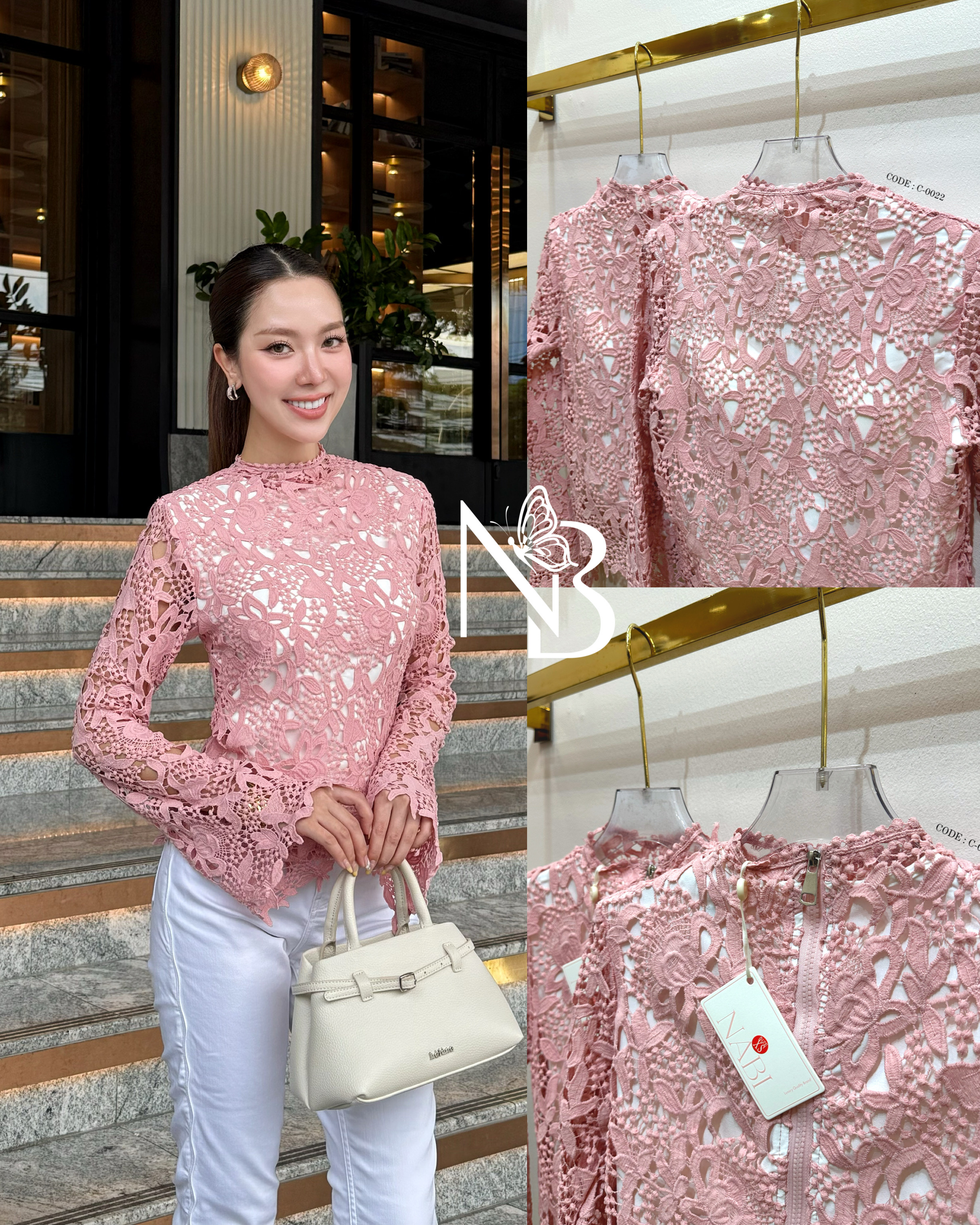 Label :: #NABIBRAND Code :: C-0022 Detail :: เสื้อลูกไม้ทรงคอเต่าแขนยาวแบบบานออก ชายระบาย มีซับในผ้าคอตตอน มีฟองน้ำเสริม มาด้วยกัน 2 สี สีฟ้าและสีขาว ชุดเข้าพรรษา ทอดกฐิน งานบุญ งานวัด งานเทศกาลไทยต่างๆ ใครที่มีกระโปรงผ้าถุงที่บ้านอยู่แล้ว อยากได้แค่เสื้อ