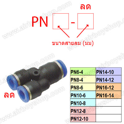 ข้อต่อลม 3 ทาง (Y) ลดขนาด รุ่น PN