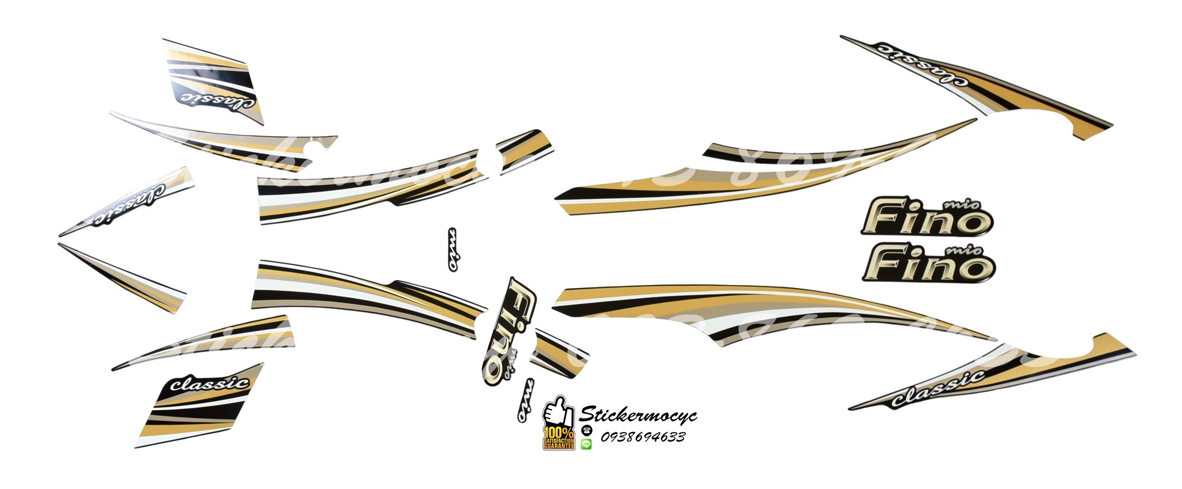 Sticker 3M Yamaha Fino ปี 2012 รุ่น 21 Premium ติดรถสี ดำ น้ำตาล(เคลือบเงา) สติ๊กเกอร์ 3 M แท้ สติ๊กเกอร์ติดมอไซค์ ยามาฮ่า ฟีโน่