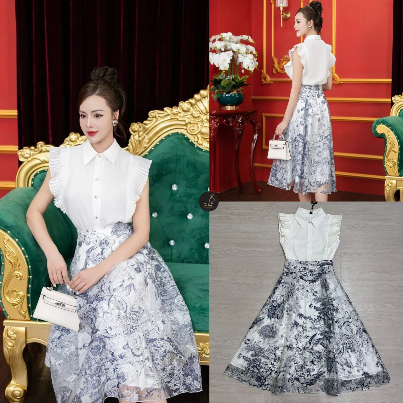 Set 2ชิ้น เสื้อเชิ้ตคอปกแขนล้ำระบายอัดพรีท มีกระดุมหน้าเรียงยาว มาคู่กับกระโปรงเอวสูงผ้าชีฟองปักลายดอกไม้ ดีเทลจับจับให้ทรงสวย ผ้านิ่มพริ้ว (มีซิปหลัง) สวมใส่ง่ายเย็บซับในอย่างดี คุ้มค่ามากๆ งานสวย จับแม๊ทใส่ทับในลงตัวมากๆ แพทเทิร์นเป๊ะมากทรงสวย สง่า เรีย