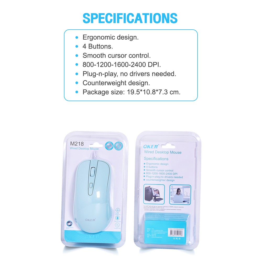 M218 OKER MOUSE USB LED 2400DPI MO-OK-OU-218BK