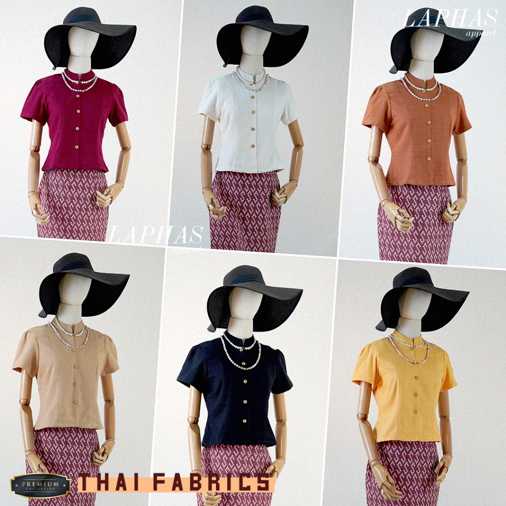 เสื้อแขนตุ๊กตา คอจีน [มีสีให้เลือก] ผ้าฝ้ายฝอกนุ่ม 100% เสื้อผ้าฝ้ายคอกลม LOOM Women Clothing