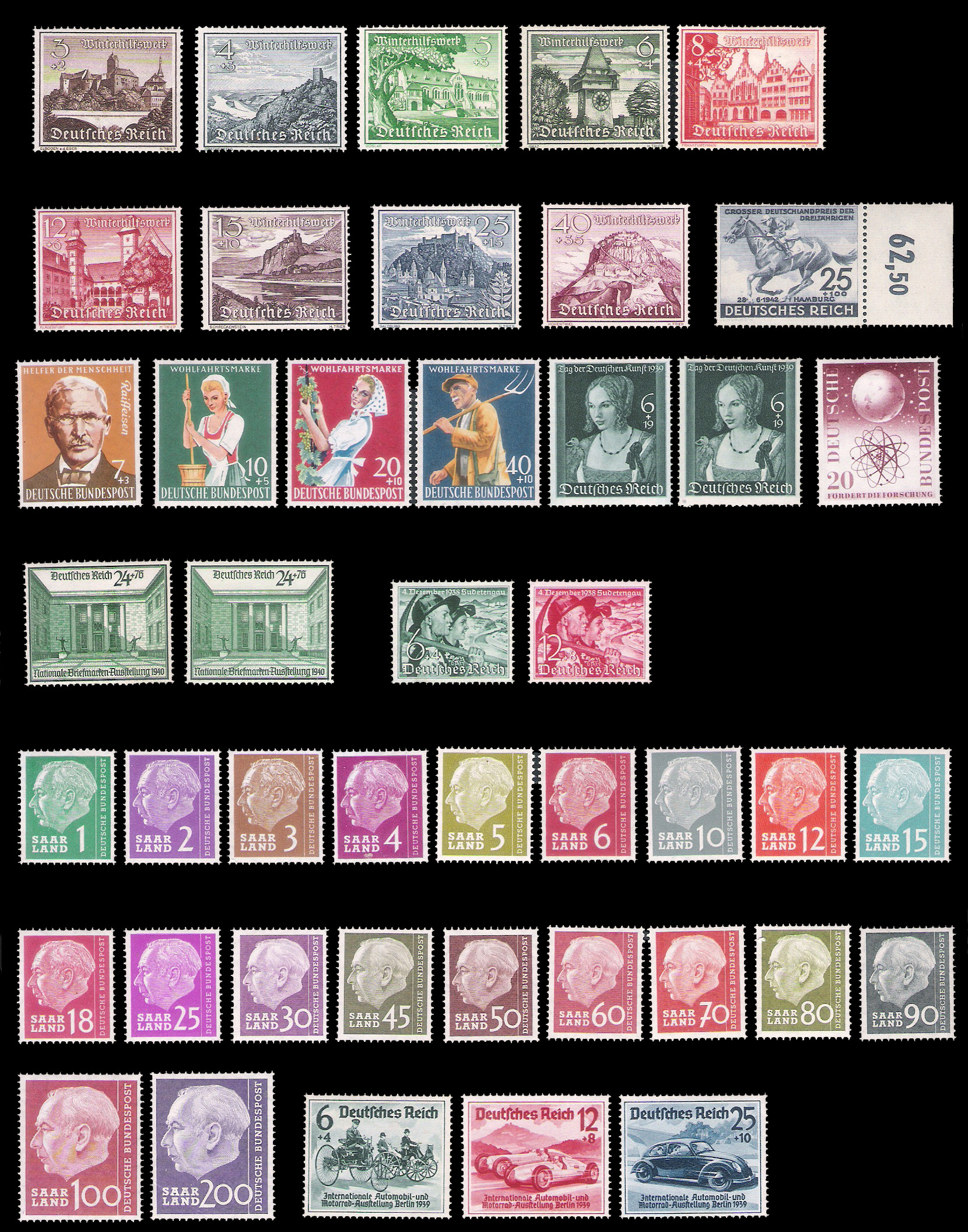 Lot of Germany 1938-1942 , 1952 and Sarrland Completed Set&Single CV $120