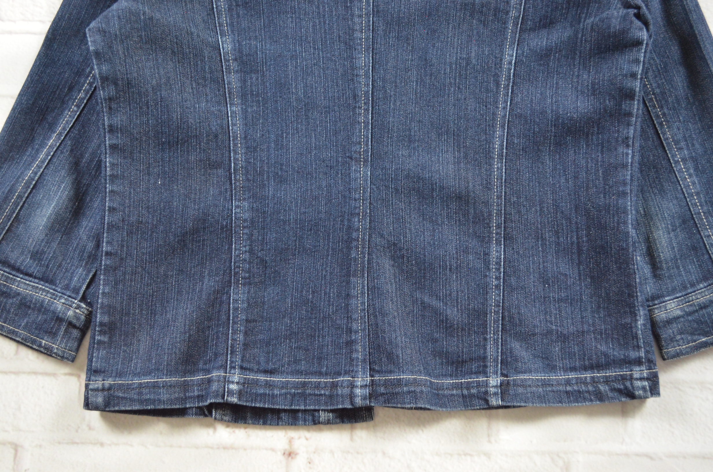 BACCINI อกจริง37' (M) เสื้อแจ็คเก็ตยีนส์ เสื้อยีนส์แขนยาวหญิงชาย สีเข้ม เนื้อผ้านุ่มใส่สบาย