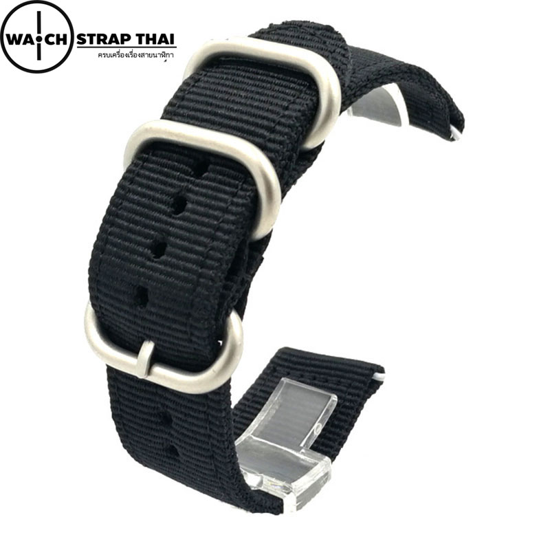 สายนาฬิกา สายนาฬิกาผ้าไนลอน SET02 Black Nylon Watch Strap สีดำ Black มีขนาด 20 , 22 mm