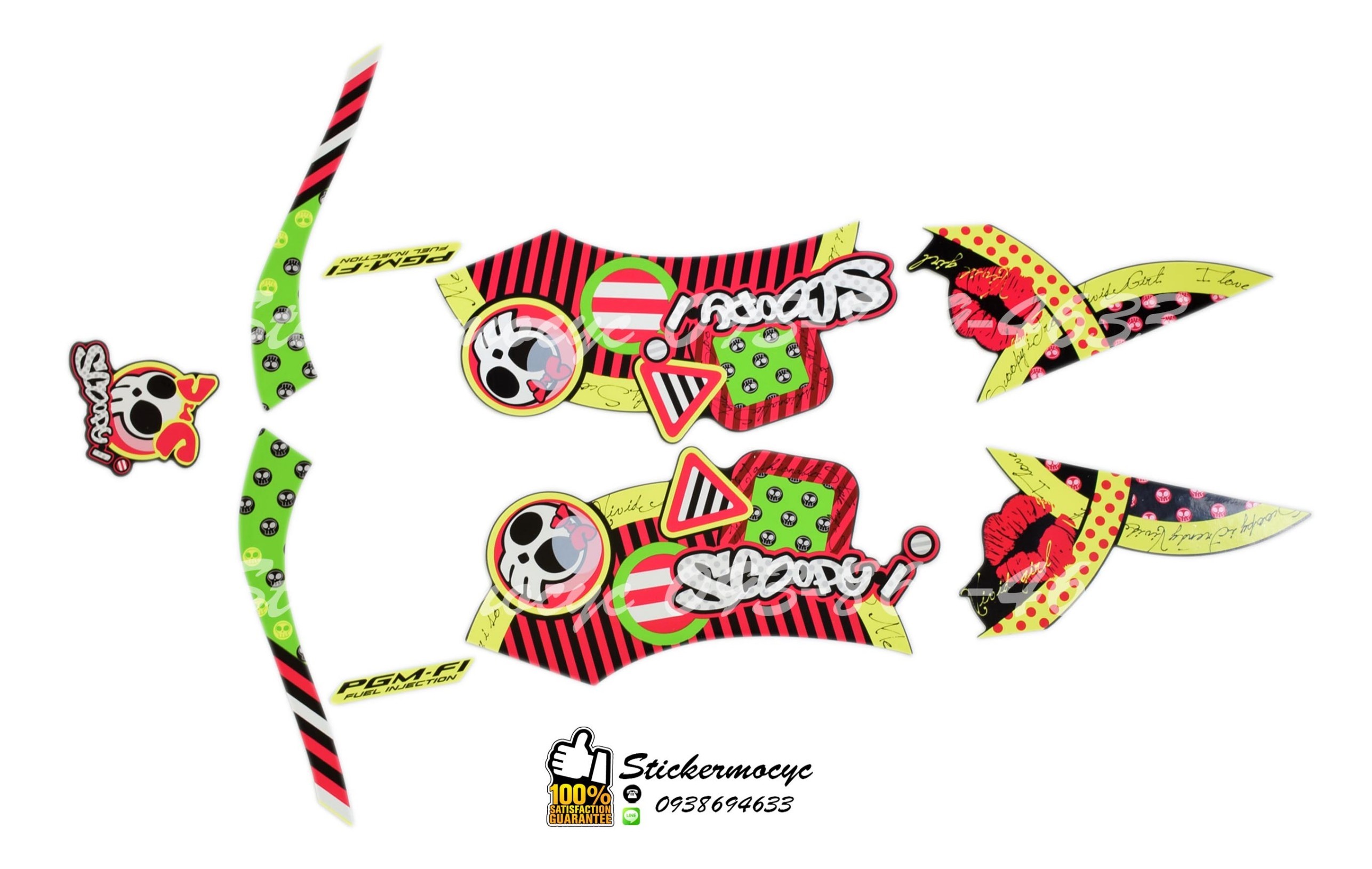 Sticker 3M HONDA SCOOPY I ปี 2011 รุ่น 8 Tune Up ติดรถสี ชมพู ดำ (เคลือบเงา) สติ๊กเกอร์ 3 M แท้ สติ๊กเกอร์ติดมอไซค์ ฮอนด้า สกู๊ปปี๊ไอ