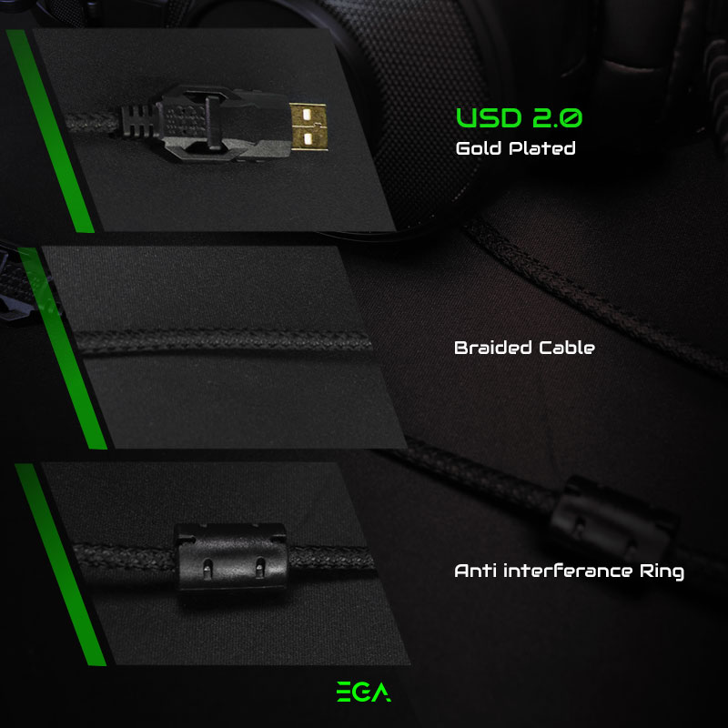 EGA TYPE H4 HEADPHONE + MIC USB มีไฟ SKU-01628