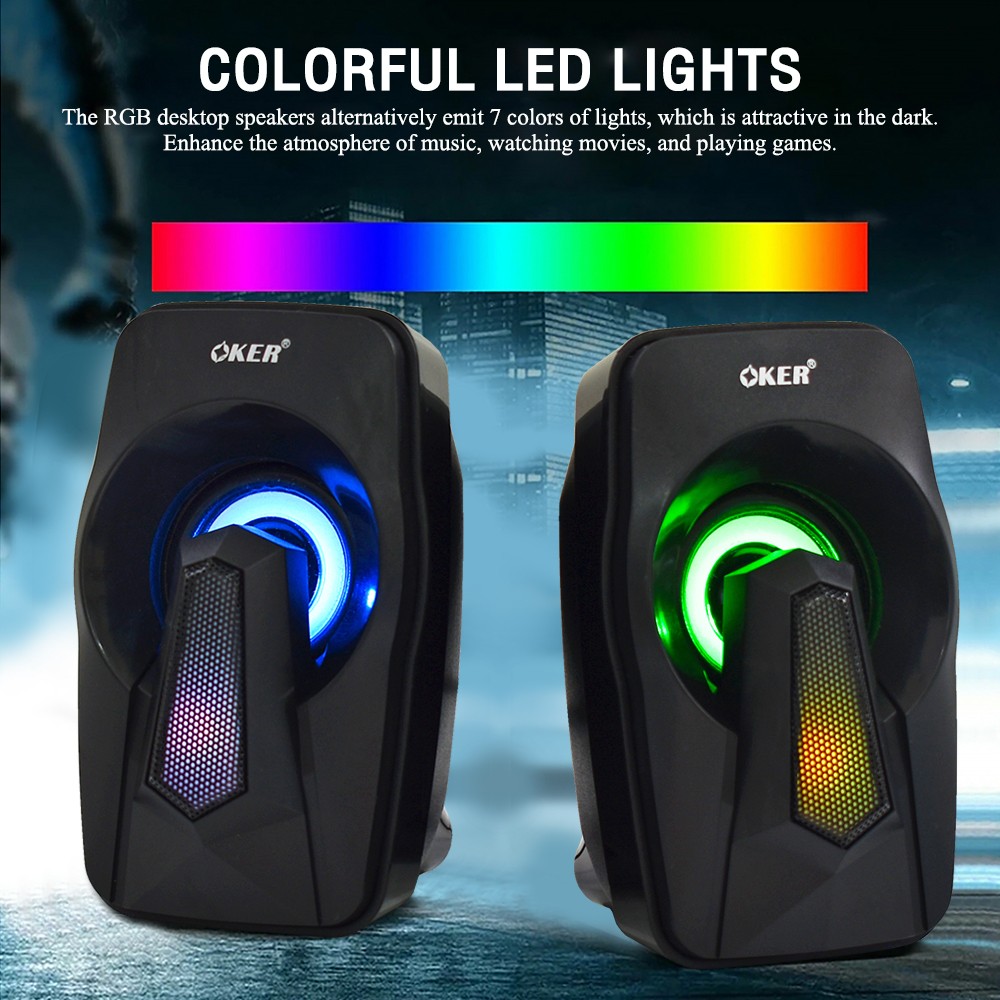 OKER SP-570 MULTIMEDIA SPEAKERS ไฟ7สี 3w. x2 SP-OK-20-570BK
