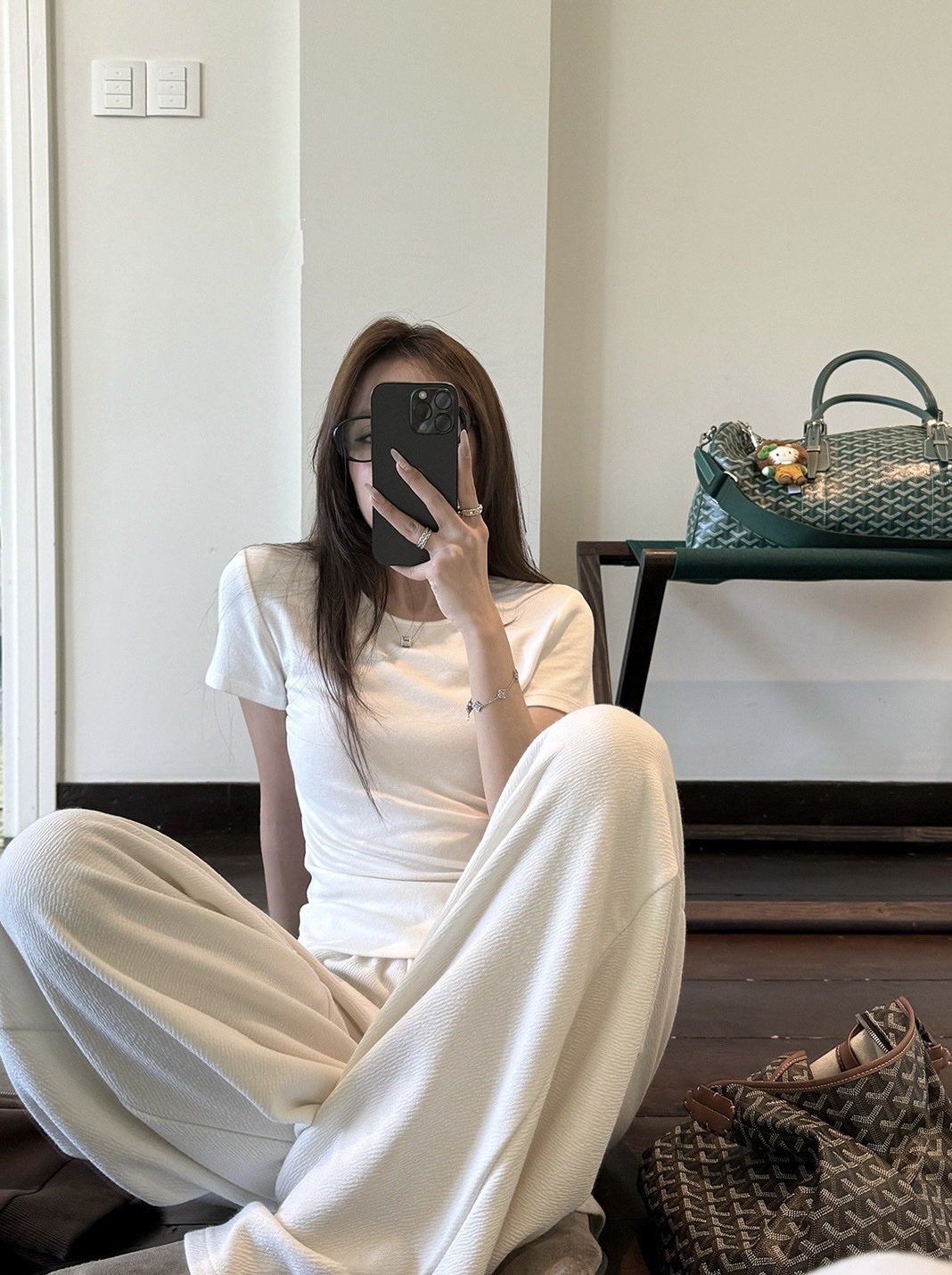 || GB SHOP ||| 7668# กางเกงขายาวมีเชือกรูดช่วงเอว เนื้อผ้าดี งานสวย