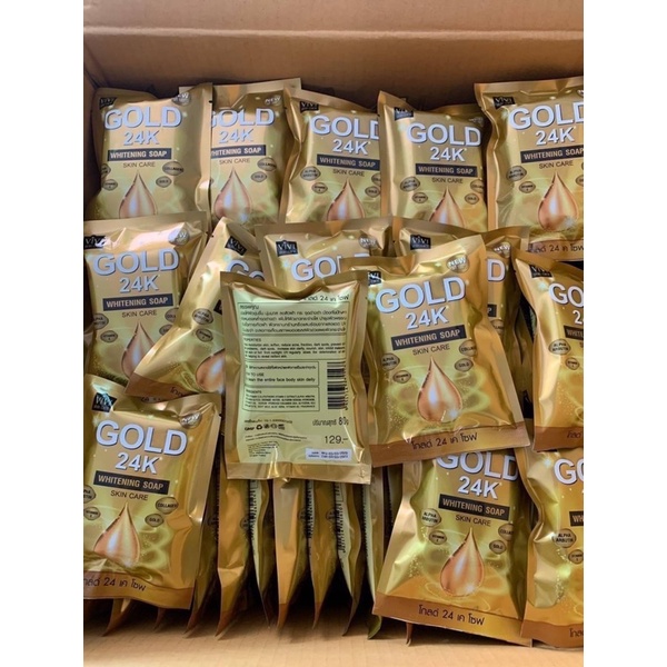สบู่ทองคำ 24K Gold Whitening Soap By vivi 80 กรัม