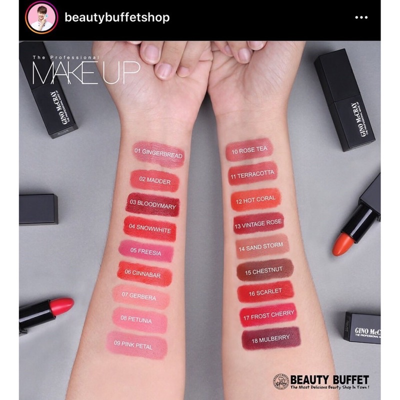 BEAUTY BUFFET GINO MCCRAY THE PROFESSIONAL MAKE UP COLOR LIPSTICK 3.5g