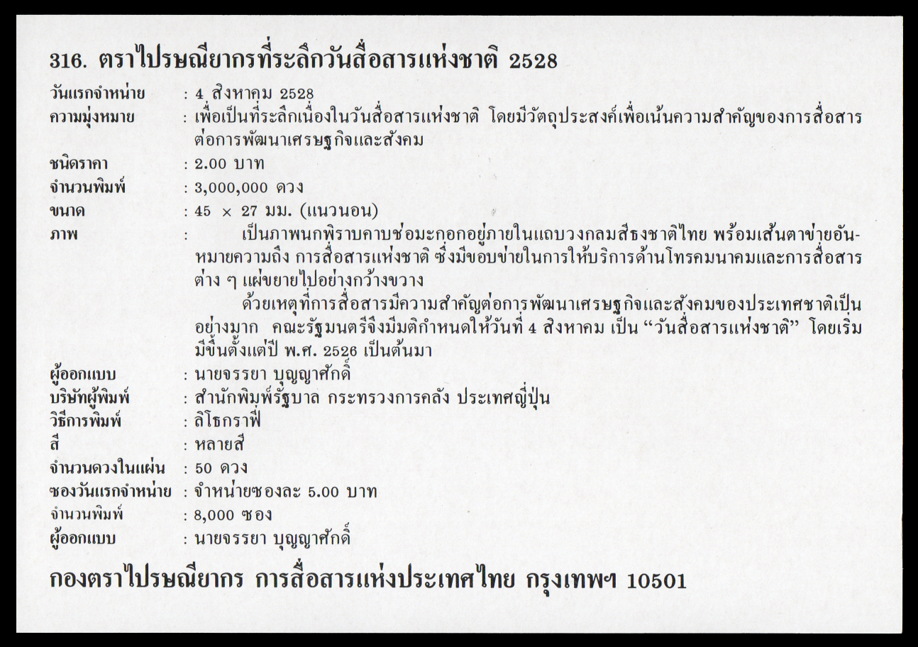 ซองวันแรกจำหน่ายวันสื่อสารแห่งชาติ 2528