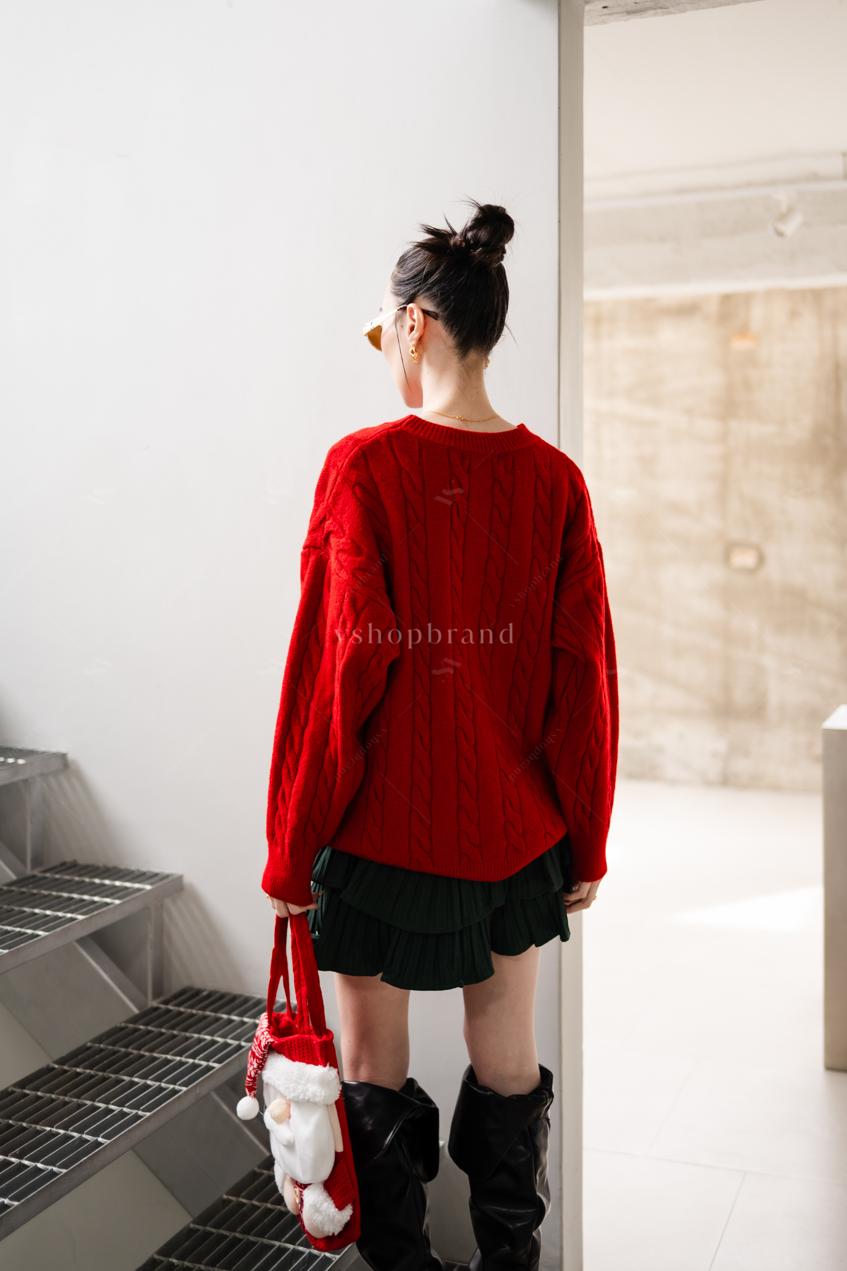 เสื้อไหมพรมแขนยาวปักคริสมาสต์