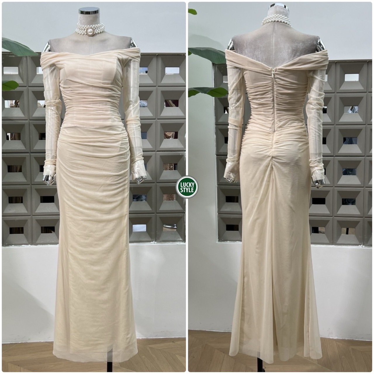 SEXY Dressเดรสเปิดบ่าแขนยาวปลายแขนสอบ งานแบรนด์ต่างประเทศสุดหรู Hi End ดีเทลเนื้อผ้ามีน้ำหนักสวยใส่กระชับเก็บทรงใช้การตัดเย็บพิเศษอย่างดี เนื้อผ้าสวยมากคะ ดีไซด์ของเดรสเป็นเปิดบ่าย่นอกซ้อนแต่งช่วงเอวซี่ดามเหล็กด้านในอก