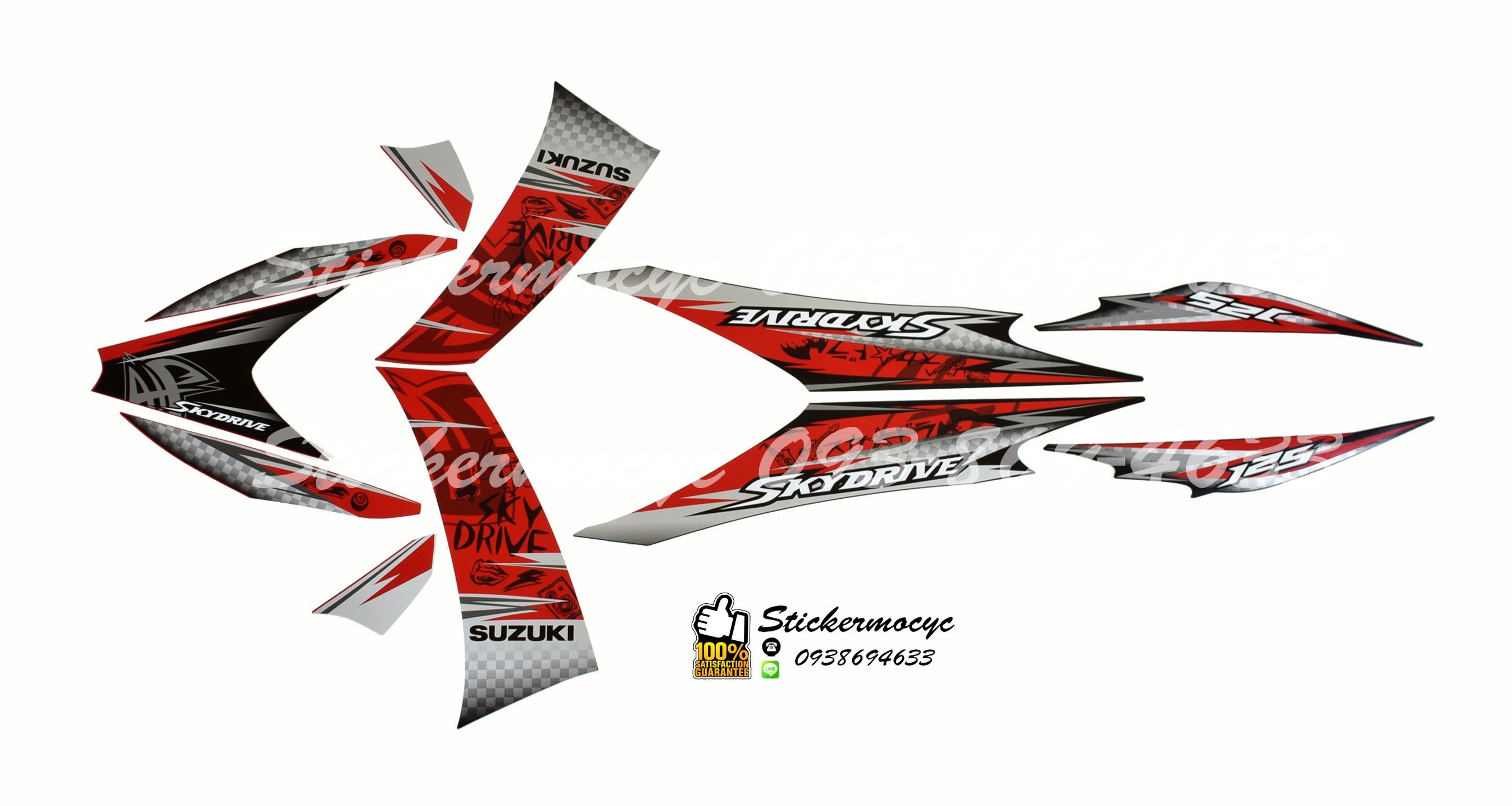 Sticker 3M SUZUKI Skydrive ติดรถสี ดำ (เคลือบเงา) สติ๊กเกอร์ 3 M แท้ สติ๊กเกอร์ติดมอไซค์ ซูซูกิ สกายไดร์ฟ