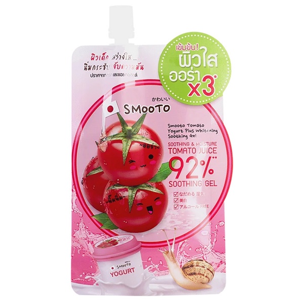 6ซอง/กล่อง สมูทโตะ โทเมโทบัลกาเรียโยเกิร์ตไวท์เทนนิ่ง ซูทติ้งเจล Smooto Tomato Yogurt Plus Whitening Soothing Gel