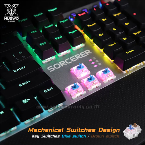 NUBWO Mechanical Blue Switch Gaming Keyboard Rainbow Lighting [Gray] X-28 SORCERER KB-UB-NW-X28RB