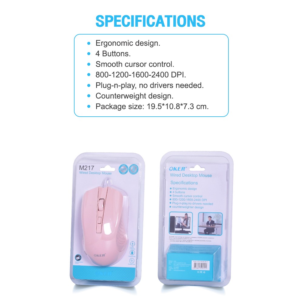 M217 OKER MOUSE USB LED 2400DPI SKU-02943